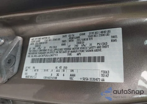 2016 Lincoln Mkc Select from USA, damaged, VIN 5LMCJ2C97GUJ30711